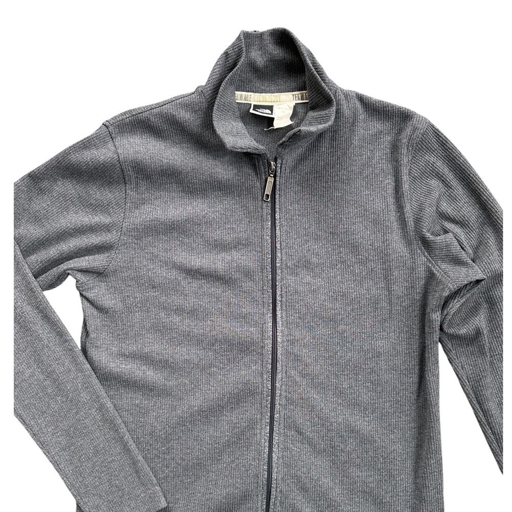 The North Face Tekware Jacket Wmn Large Gray Ribbed Full Zip Mock Neck Excellent - Picture 3 of 7